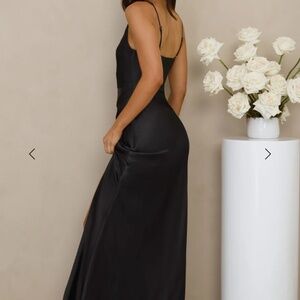 The Evelina Satin Maxi Dress Black
